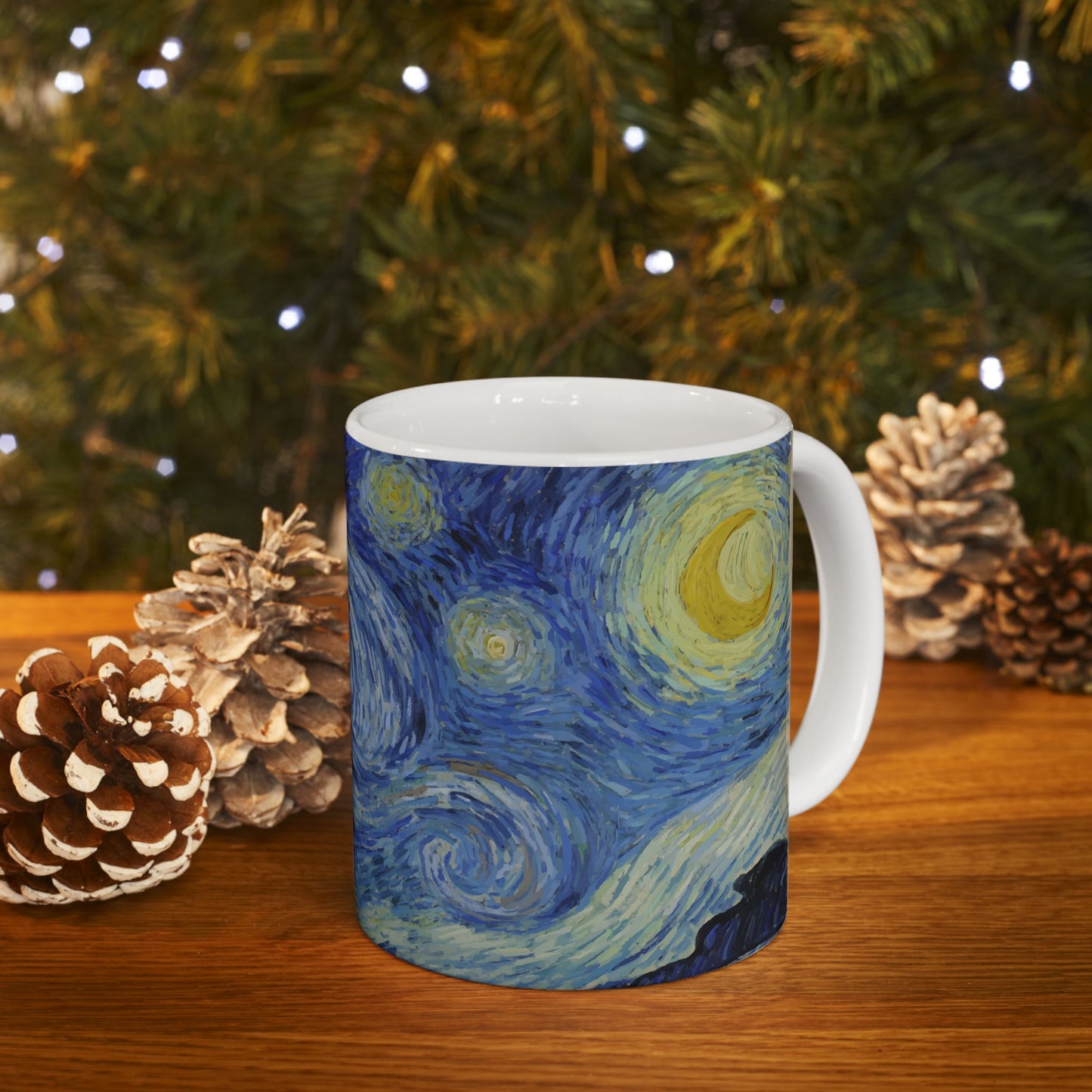 Starry Night Vincent Van Gogh Art Ceramic Coffee Mug 11oz 11oz Coffee Mugs Holiday Picks Home & Living Kitchen mug Mugs Sublimation White base Mug