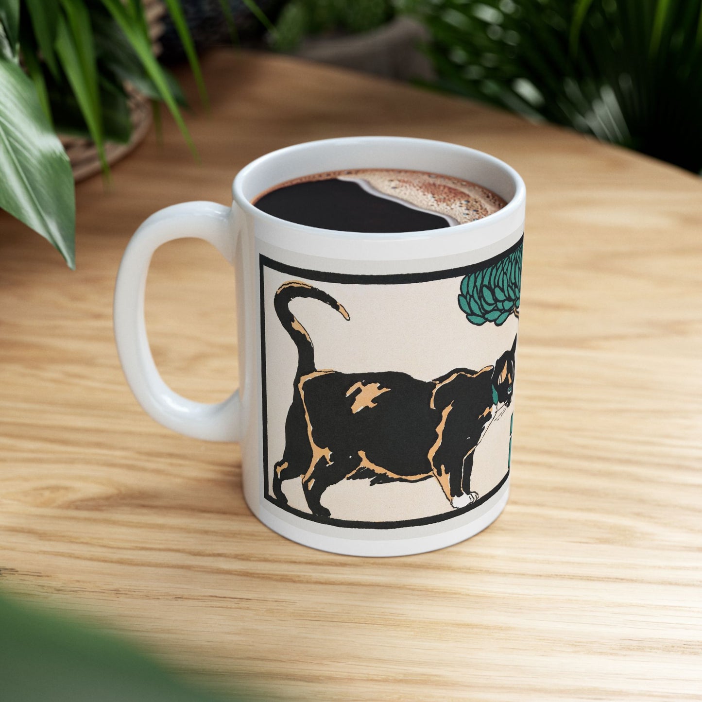 Cats Under A Tree Art Nouveau Ceramic Coffee Mug 11oz Edward Penfield Illustration Mug