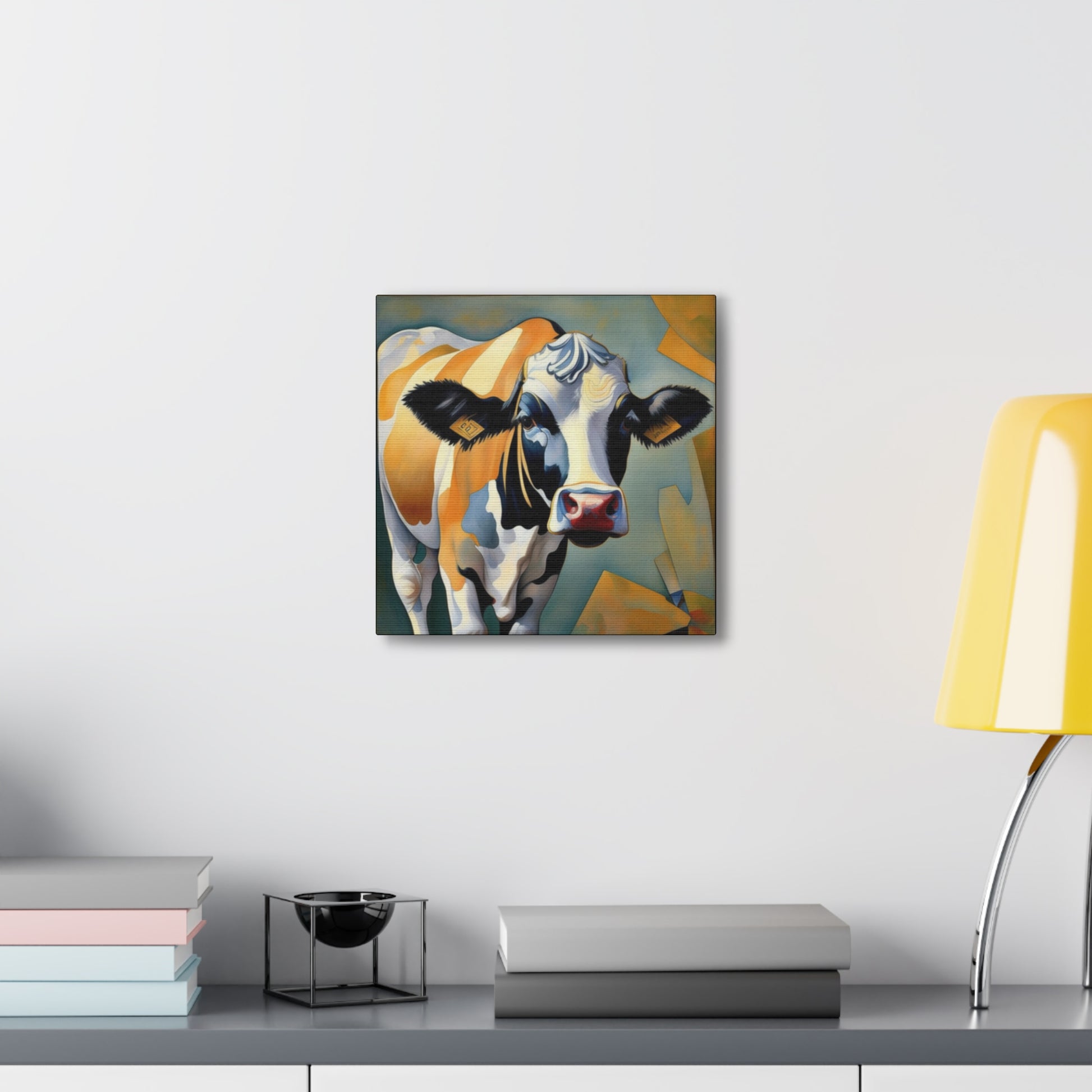 Cow Art Nouveau Canvas Gallery Wrap Print 12x12 inch