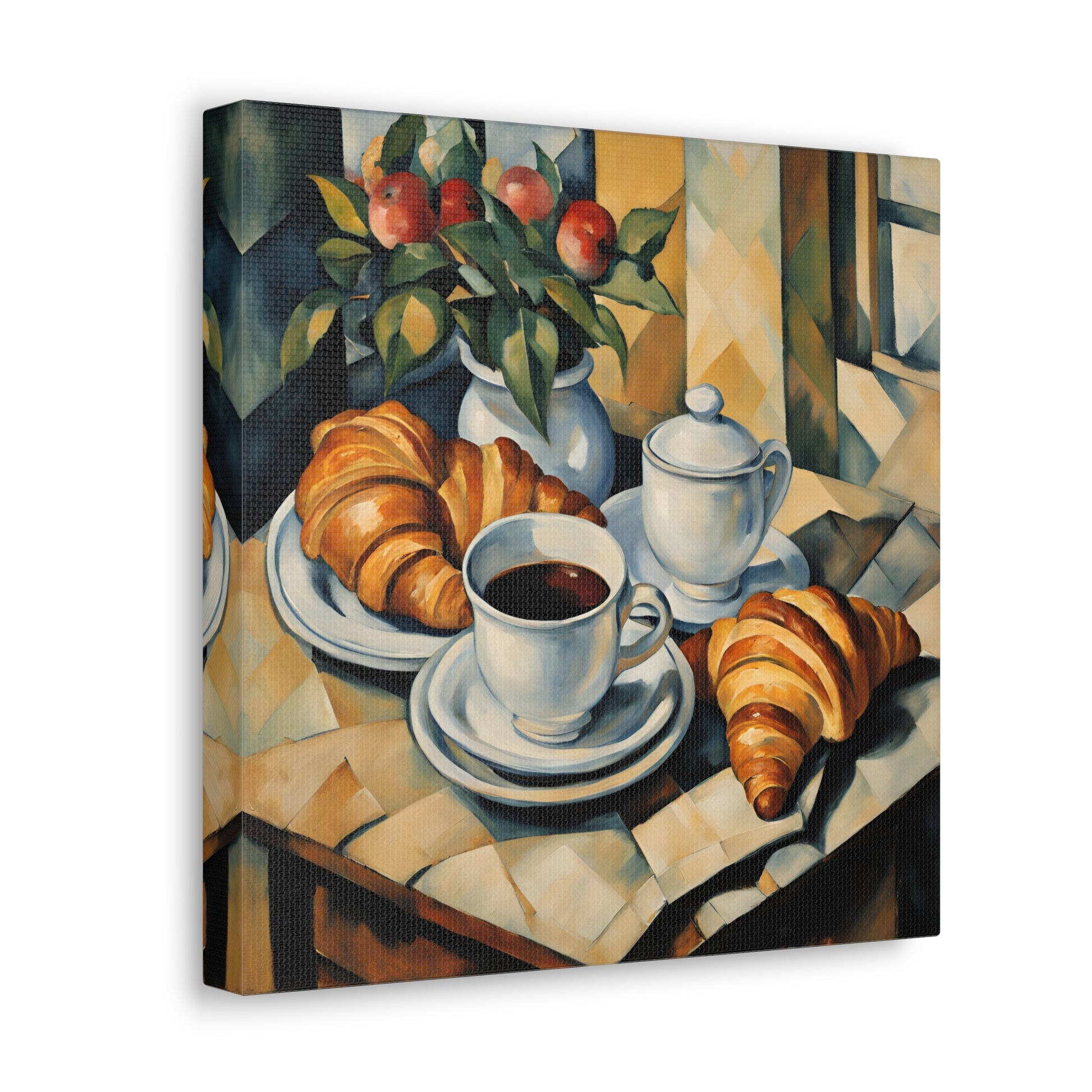 Croissants And Coffee 12x12 inch Canvas Print Kitchen Wall Art 12x12 Art & Wall Decor Canvas Fall Picks Hanging Hardware Home & Living Indoor Top Spring Products Valentine's Day promotion Canvas