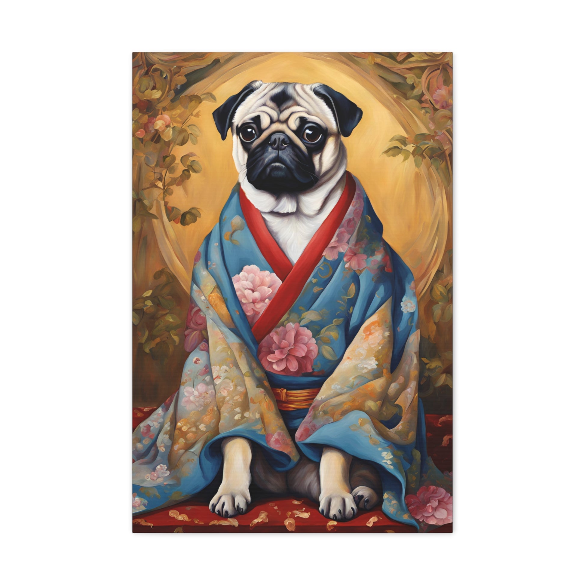 Pug In Japan Kitsch Art 20x30 Inch Canvas Wall Gallery Wrap Canvas