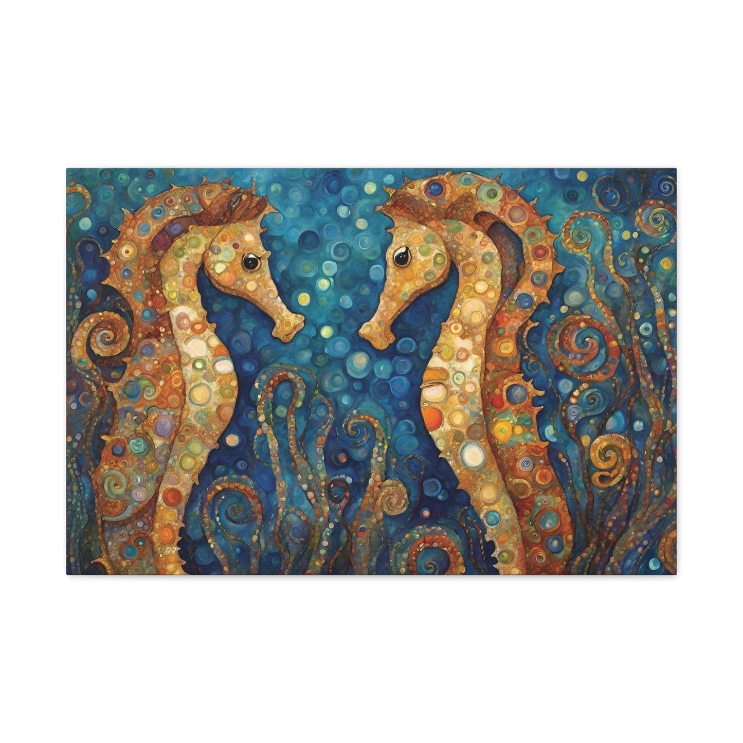 Seahorses Modern Art Canvas Print 30x20 Inch Canvas