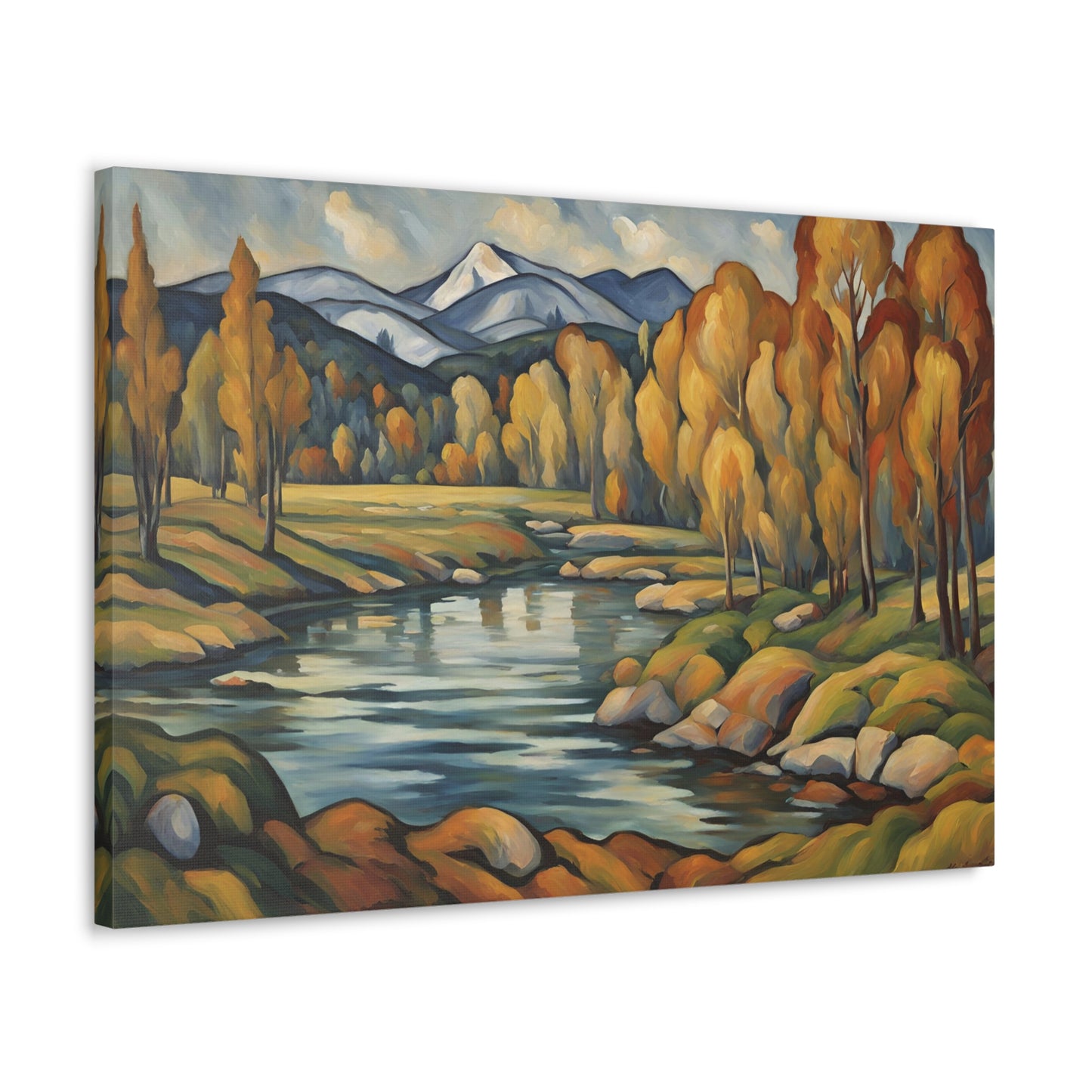 Mountain Lake Landscape Canvas Gallery Wrap 30x20 Inch Wall Art Canvas