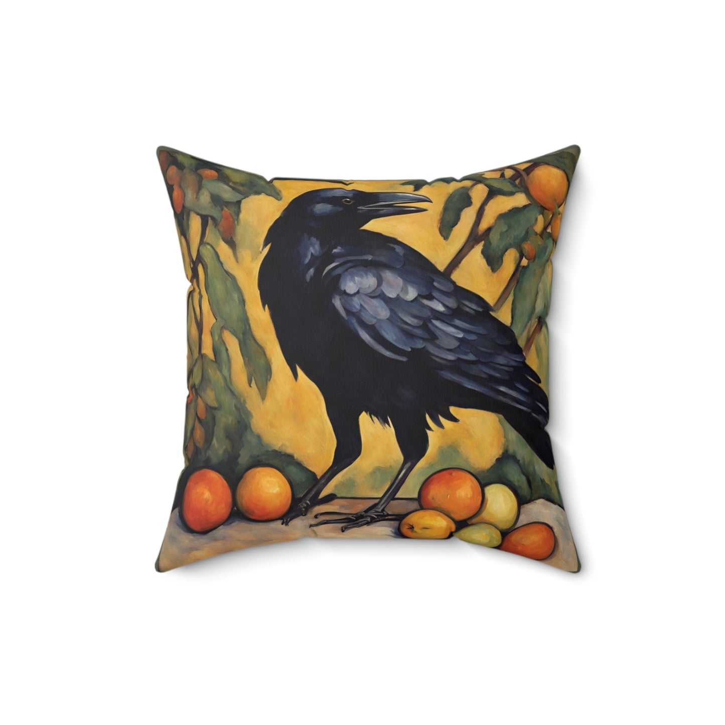 Crow Raven Art Faux Suede Square Throw Pillow for Couch Sofa Bed