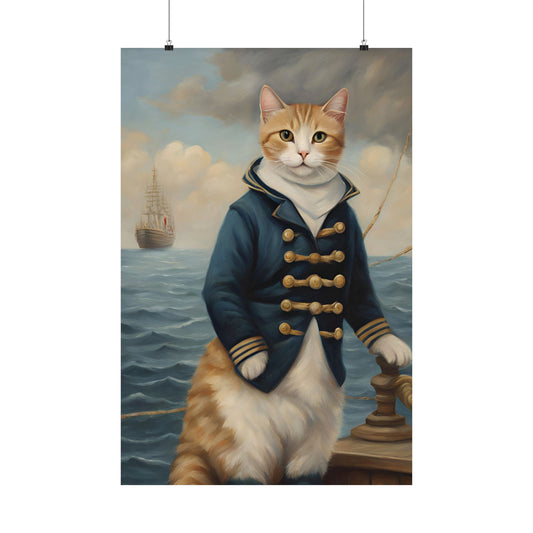 Sailor Cat Matte Poster 24x36 Inches Cat Art Poster