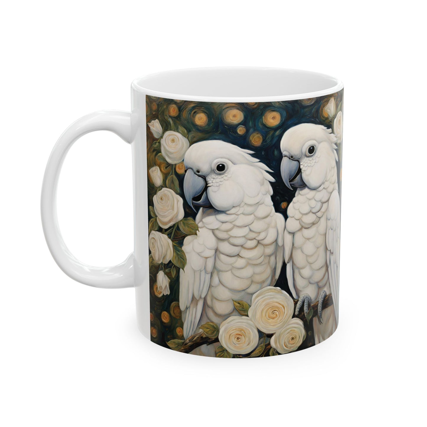 Parrots Roses Coffee Mug 11oz Art Ceramic Cup Mug