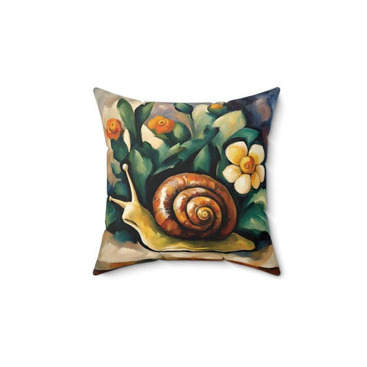 Snail Art Faux Suede Square Throw Pillow for Couch Sofa Bed
