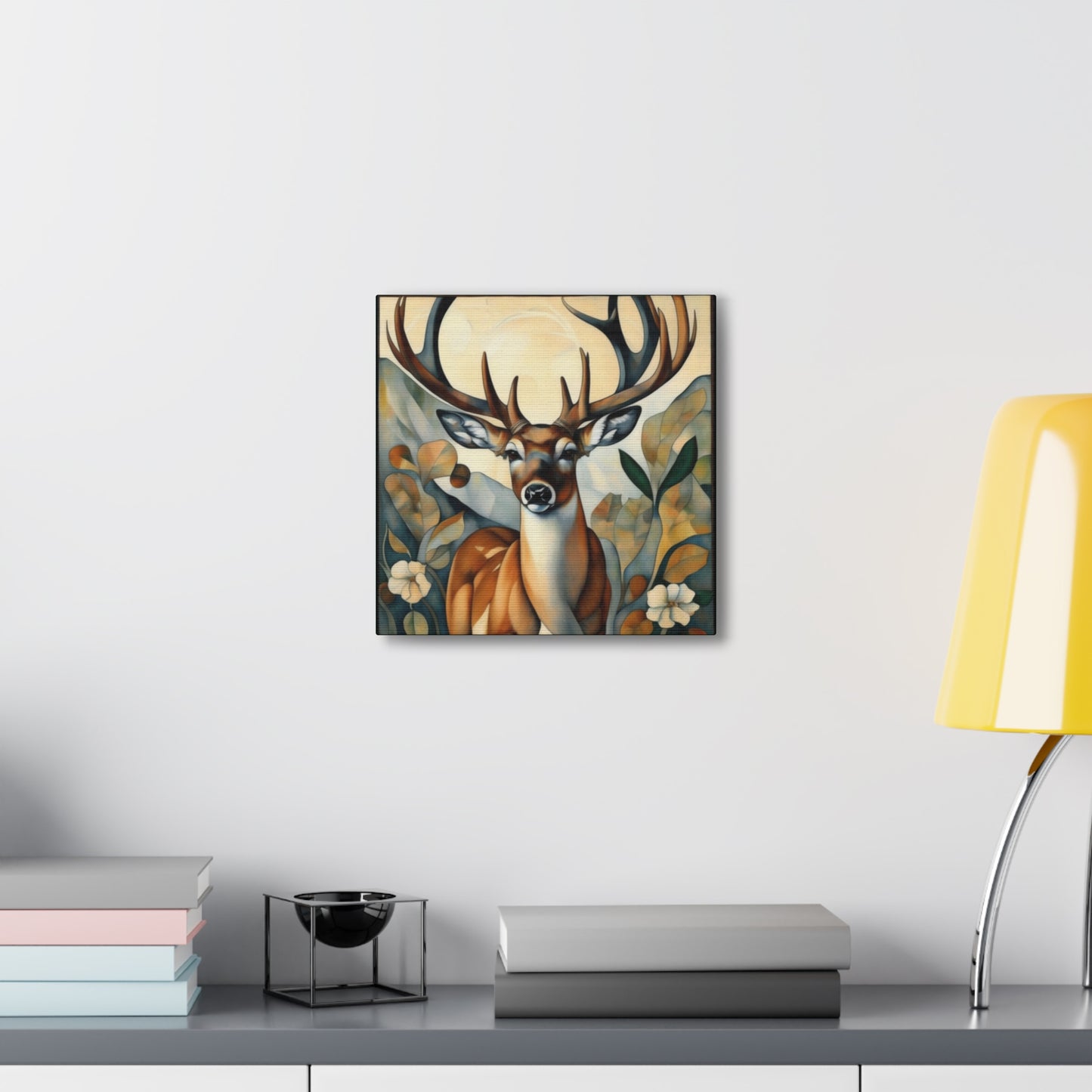 Deer Stag Art Nouveau Canvas Gallery Wrap Print 12x12 inch