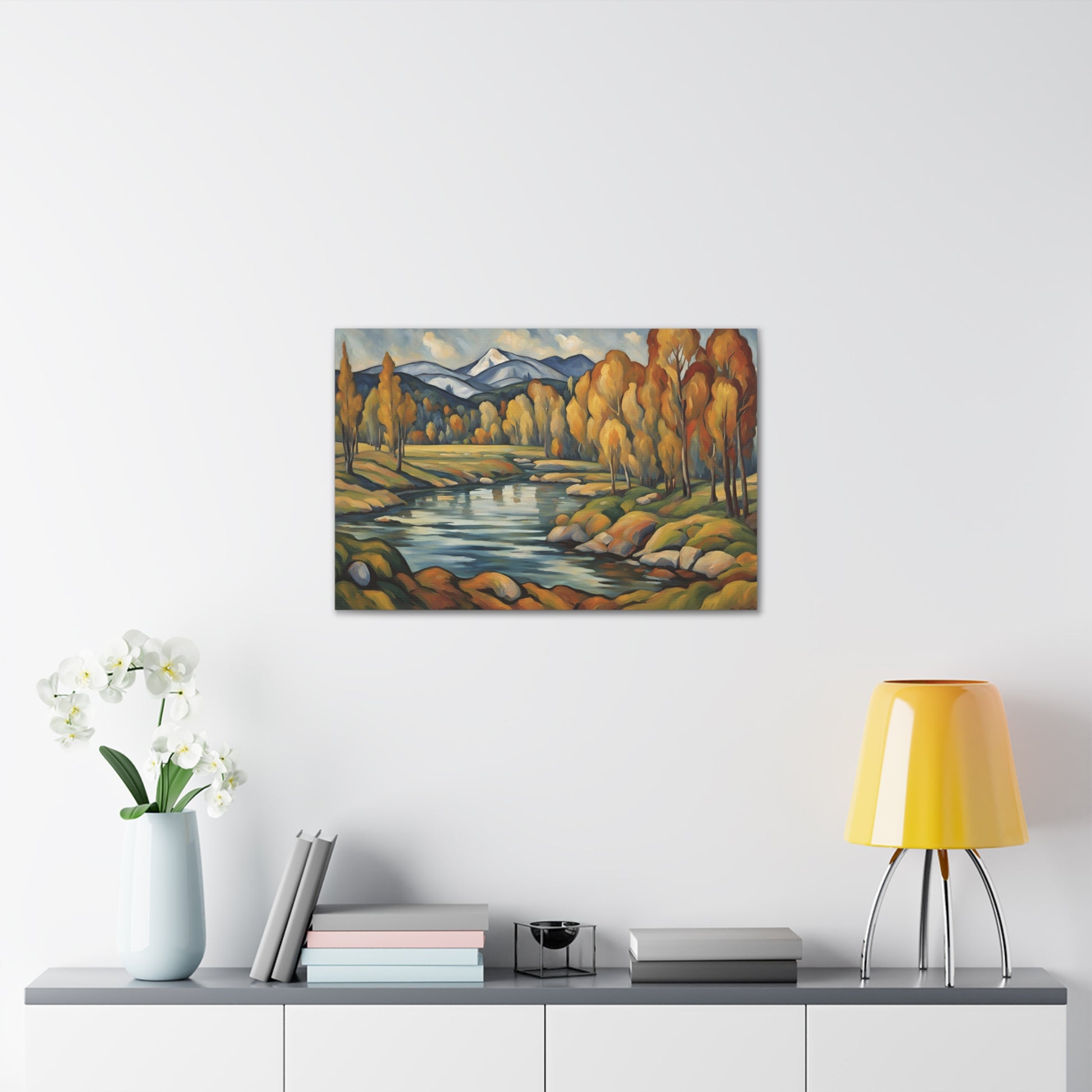 Mountain Lake Landscape Canvas Gallery Wrap 30x20 Inch Wall Art Canvas