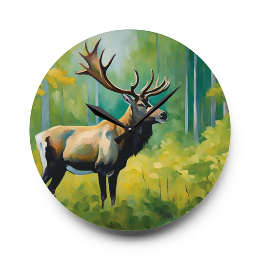 Elk Art Acrylic Wall Clock 10.75 Inches Home Decor 10.75'' × 10.75'' (Round)