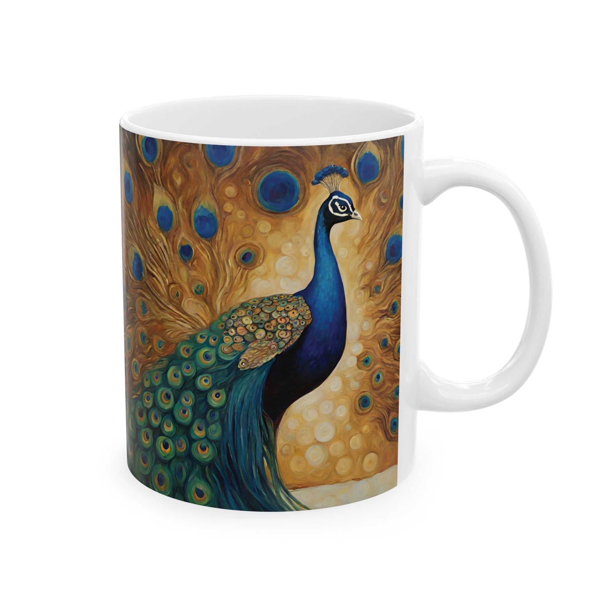 Peacock Art Ceramic Coffee Mug 11oz 11oz Coffee Mugs Holiday Picks Home & Living Kitchen mug Mugs Sublimation Valentine's Day Valentine's Day Picks White base Mug