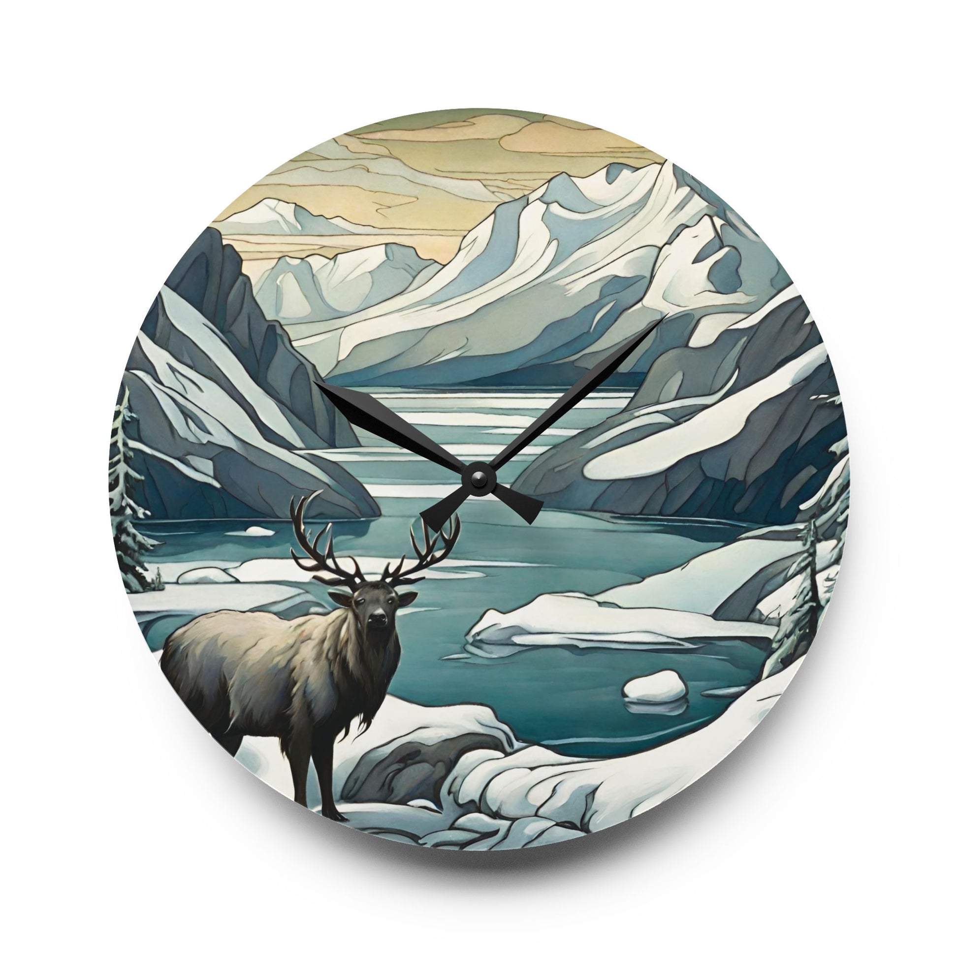 Arctic Landscape Art Acrylic Wall Clock 10.75 Inches Home Decor 10.75'' × 10.75'' (Round)