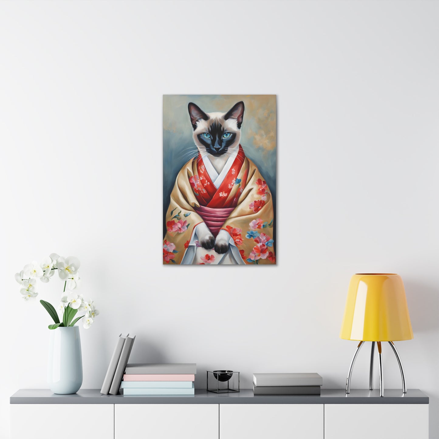 Siamese Cat In Kimono 20x30 Inch Canvas Wall Art Gallery Wrap Canvas