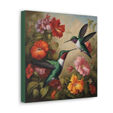 Hummingbird Flowers Canvas Gallery Wrap Print 12x12 inch Wall Art Home Decor 12″ x 12″ 1.25"