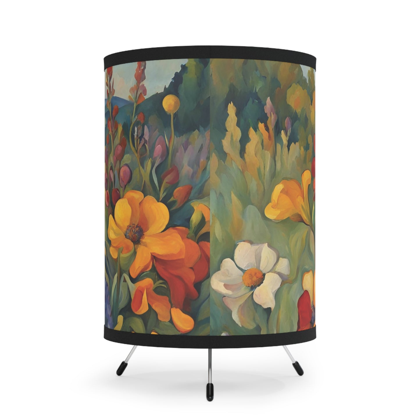 Tripod Table Lamp Flower Landscape Modern Art USCA plug Home Decor