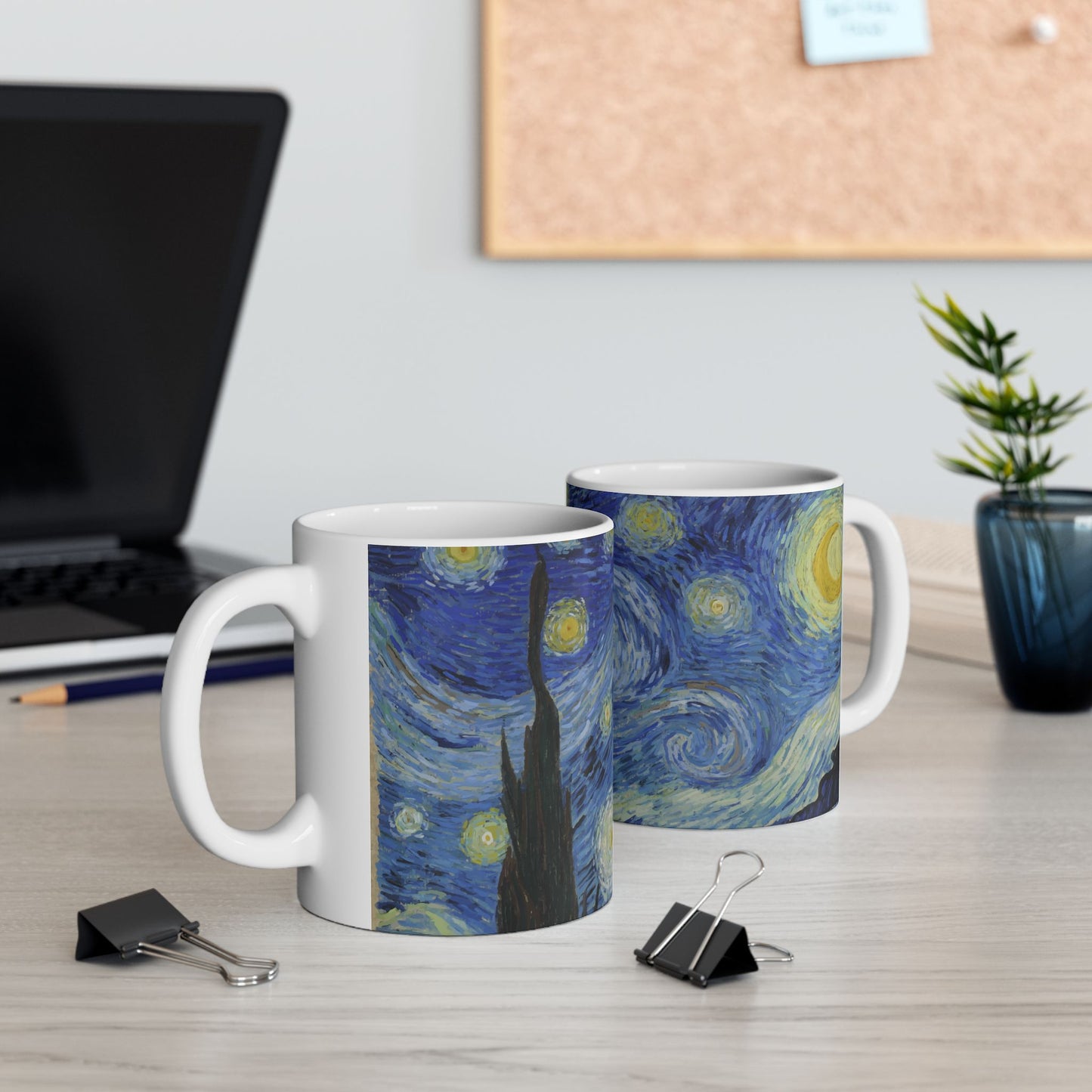 Starry Night Vincent Van Gogh Art Ceramic Coffee Mug 11oz 11oz Coffee Mugs Holiday Picks Home & Living Kitchen mug Mugs Sublimation White base Mug