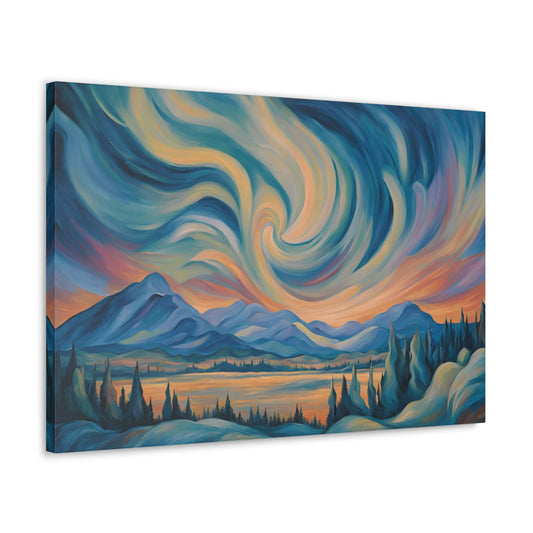 Northern Lights Landscape Canvas Gallery Wrap 30x20 Inch Wall Art Canvas