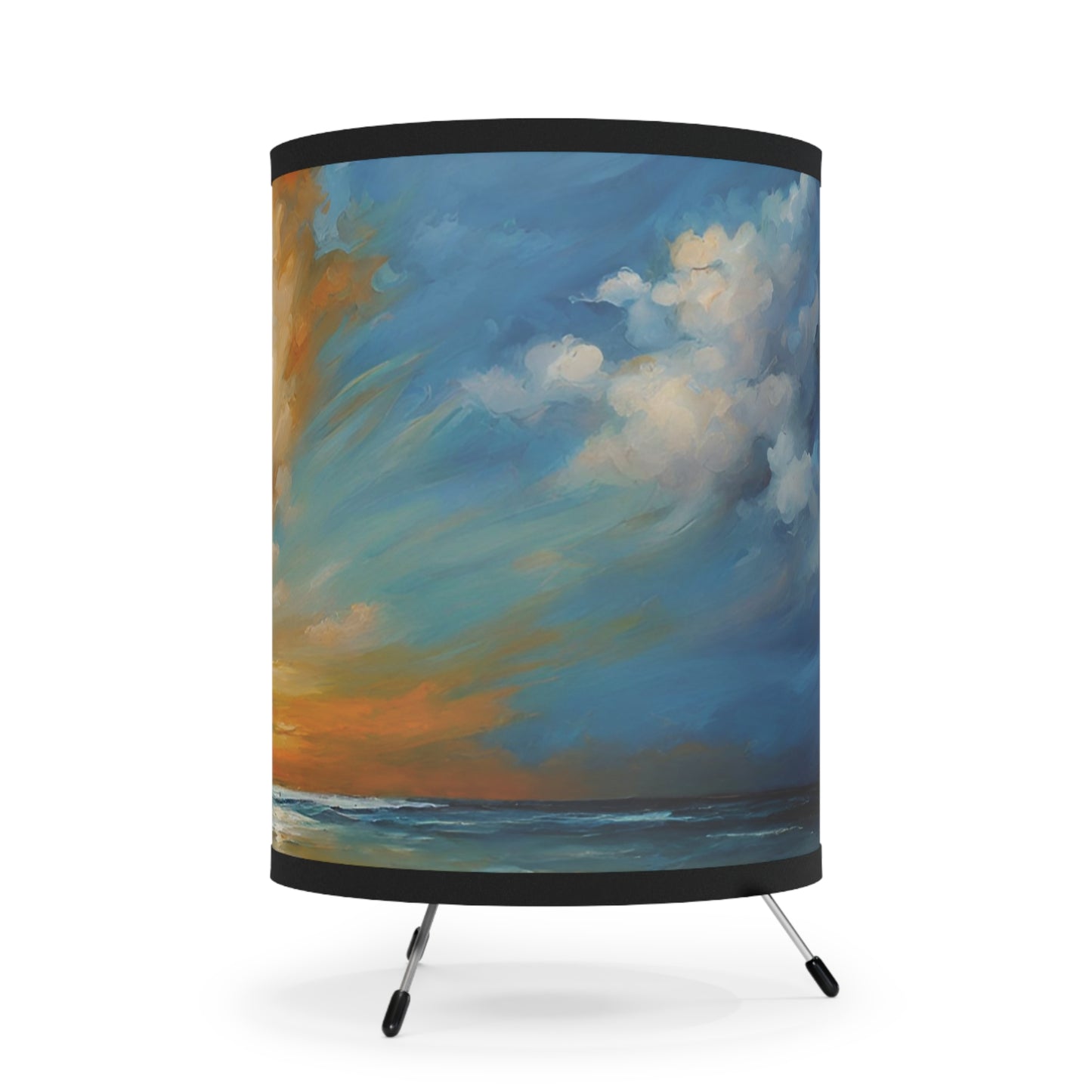 Beach Sunset Modern Art Tripod Table Lamp USCA Plug Home Decor