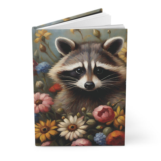 Raccoon Flower Art Hardcover Journal Notebook Matte 75 Sheets 5.75x8 inches Paper products Journal