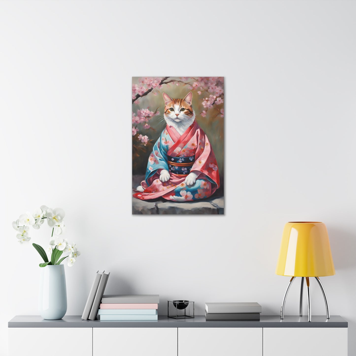 Geisha Cat In Kimono 20x30 Inch Canvas Wall Art Gallery Wrap Canvas