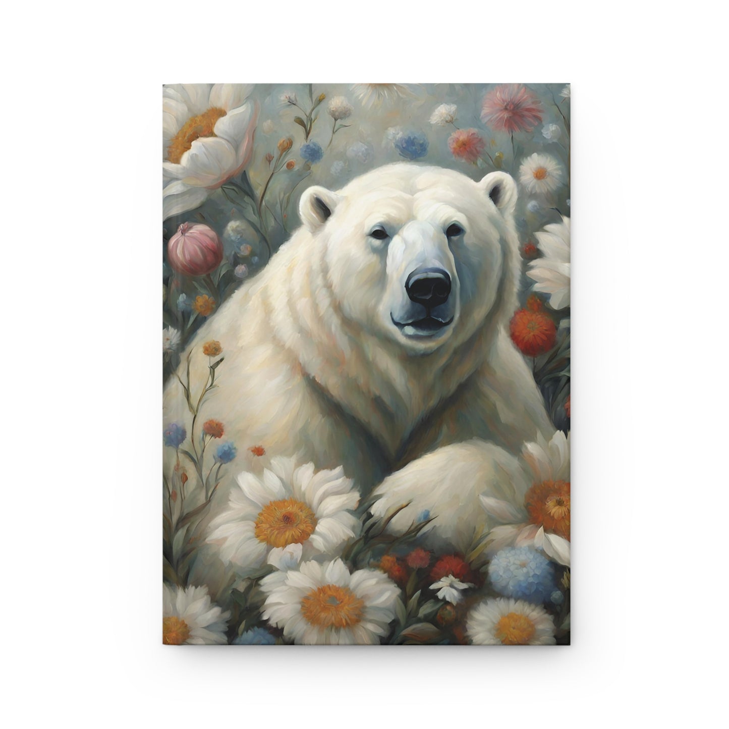 Polar Bear Flower Art Hardcover Journal Notebook Matte 75 Sheets 5.75x8 inches Paper products