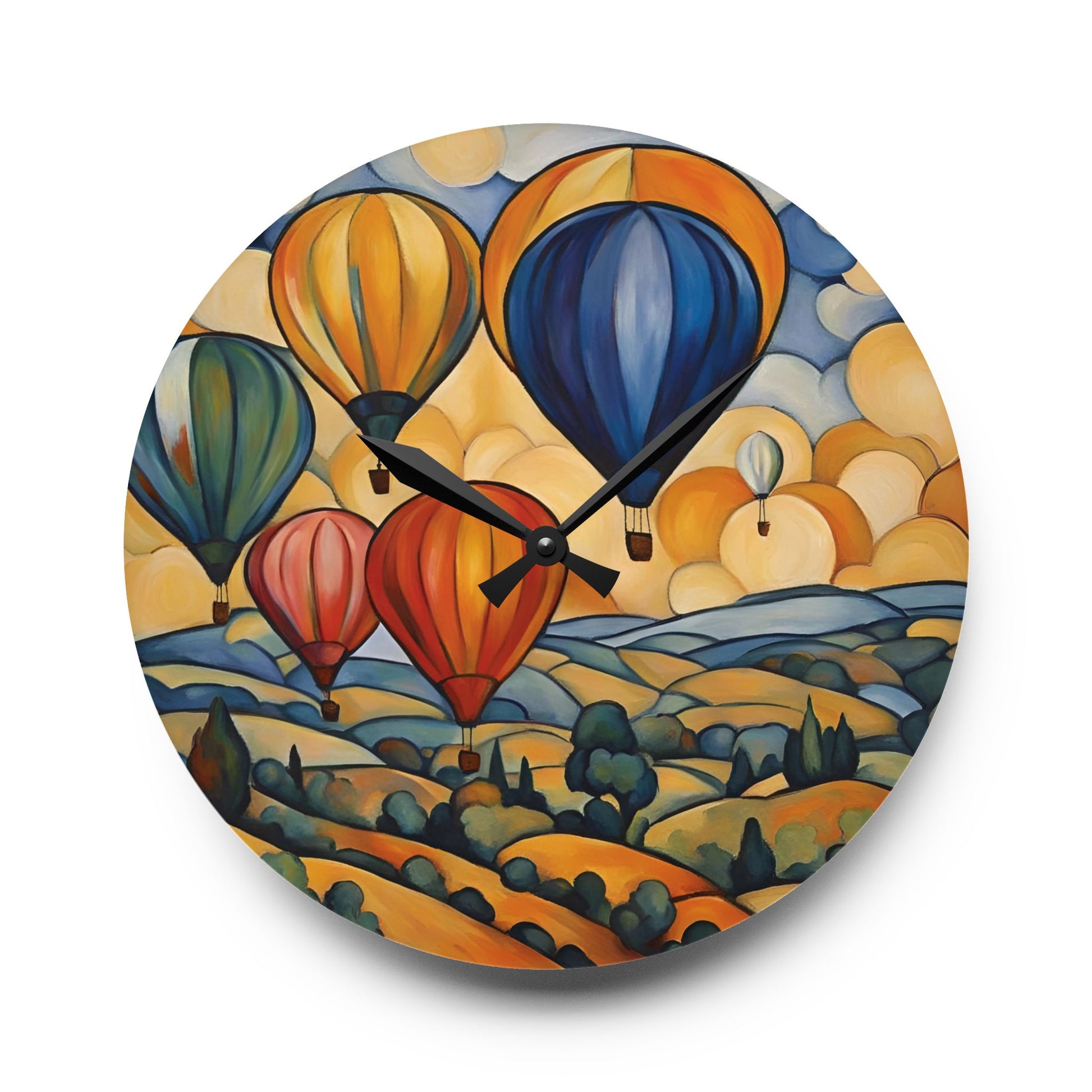 Hot Air Balloons Art Acrylic Wall Clock 10.75 Inches Home Decor 10.75'' × 10.75'' (Round)