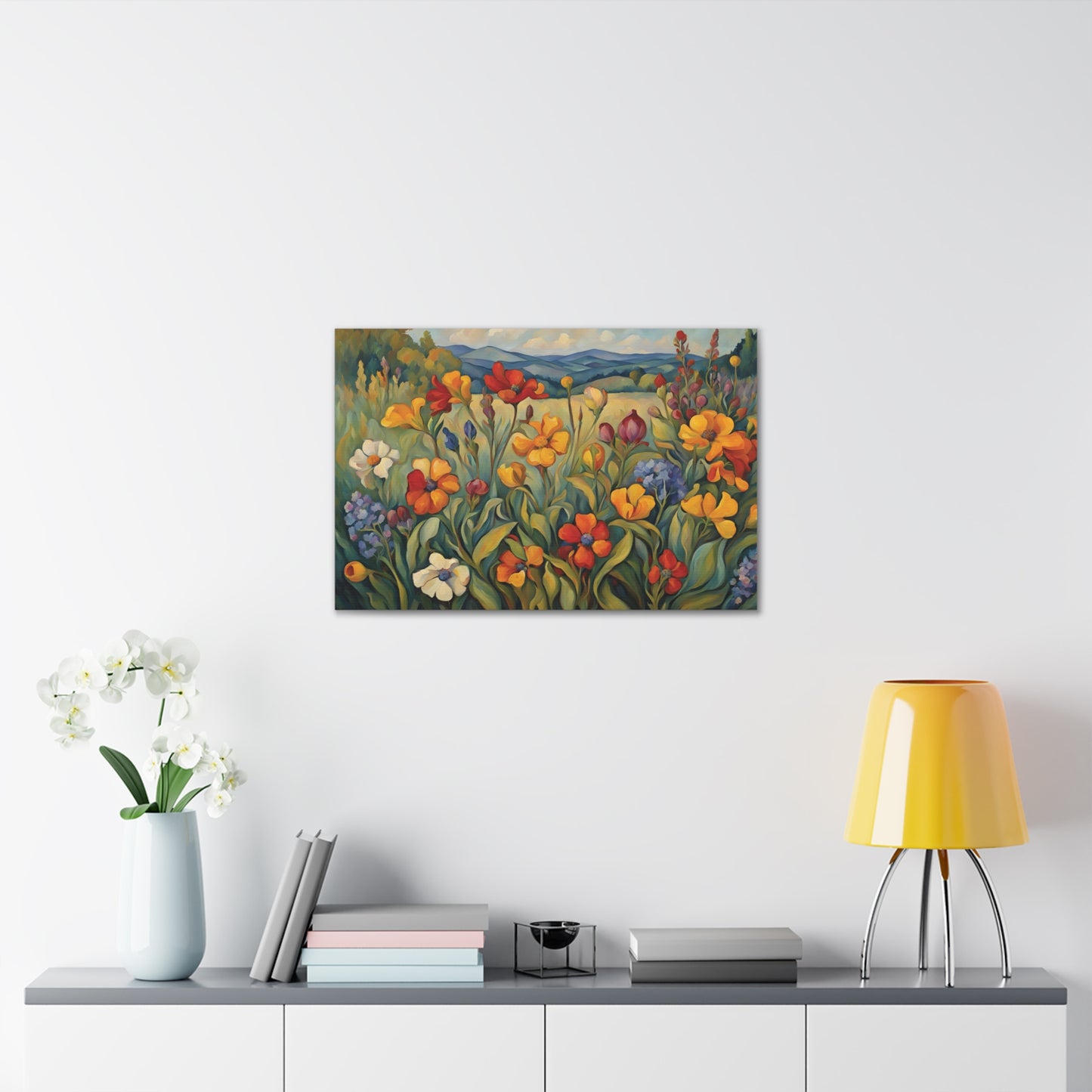 Meadow Wildflowers Canvas Gallery Wrap 30x20 Inch Wall Art Canvas