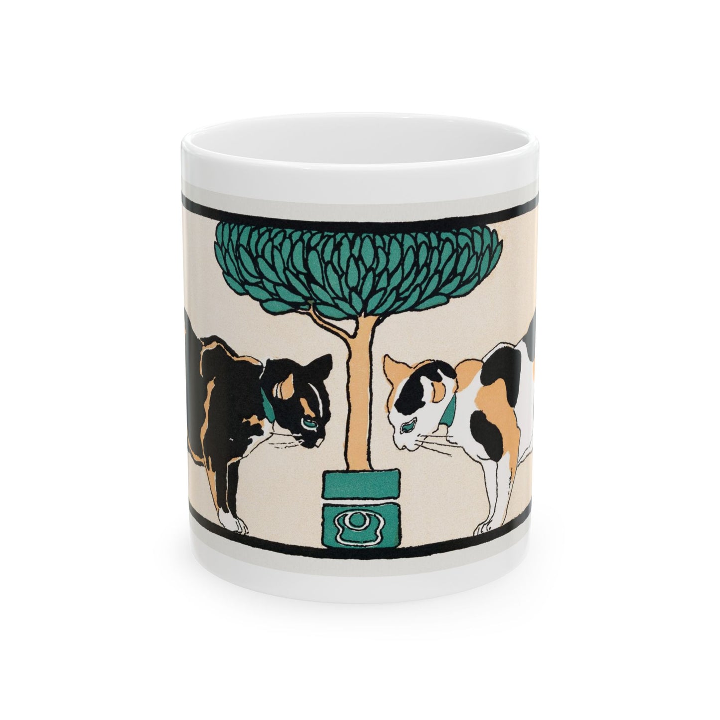 Cats Under A Tree Art Nouveau Ceramic Coffee Mug 11oz Edward Penfield Illustration Mug 11oz