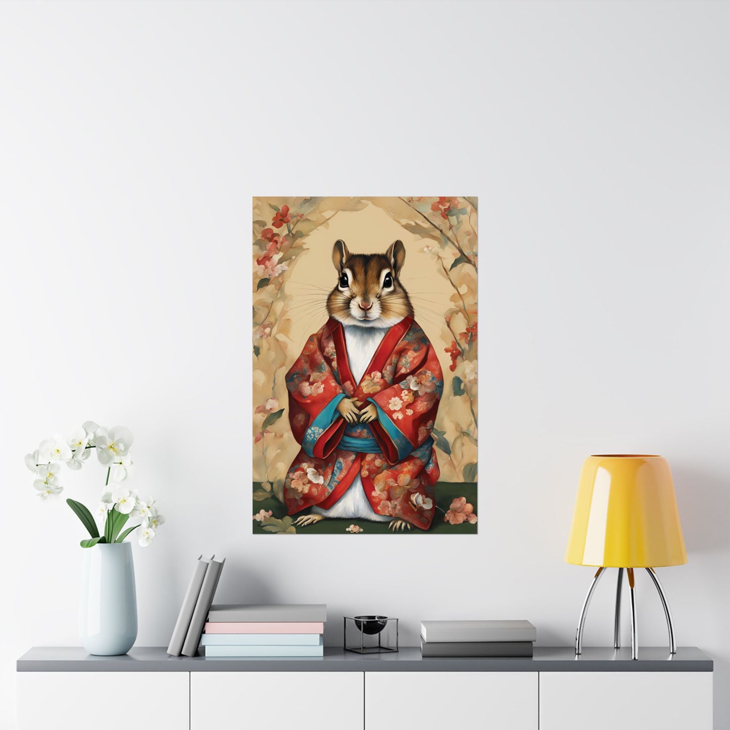 Chipmunk In Kimono Matte Poster 24x36 Inches Kitsch Art Poster