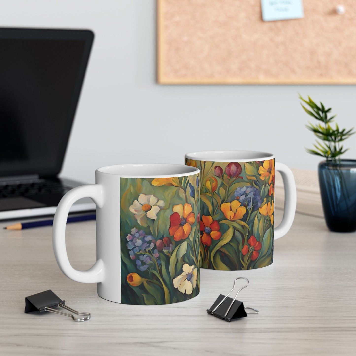 Wildflowers Coffee Mug 11oz Flower Art Ceramic Cup Mug