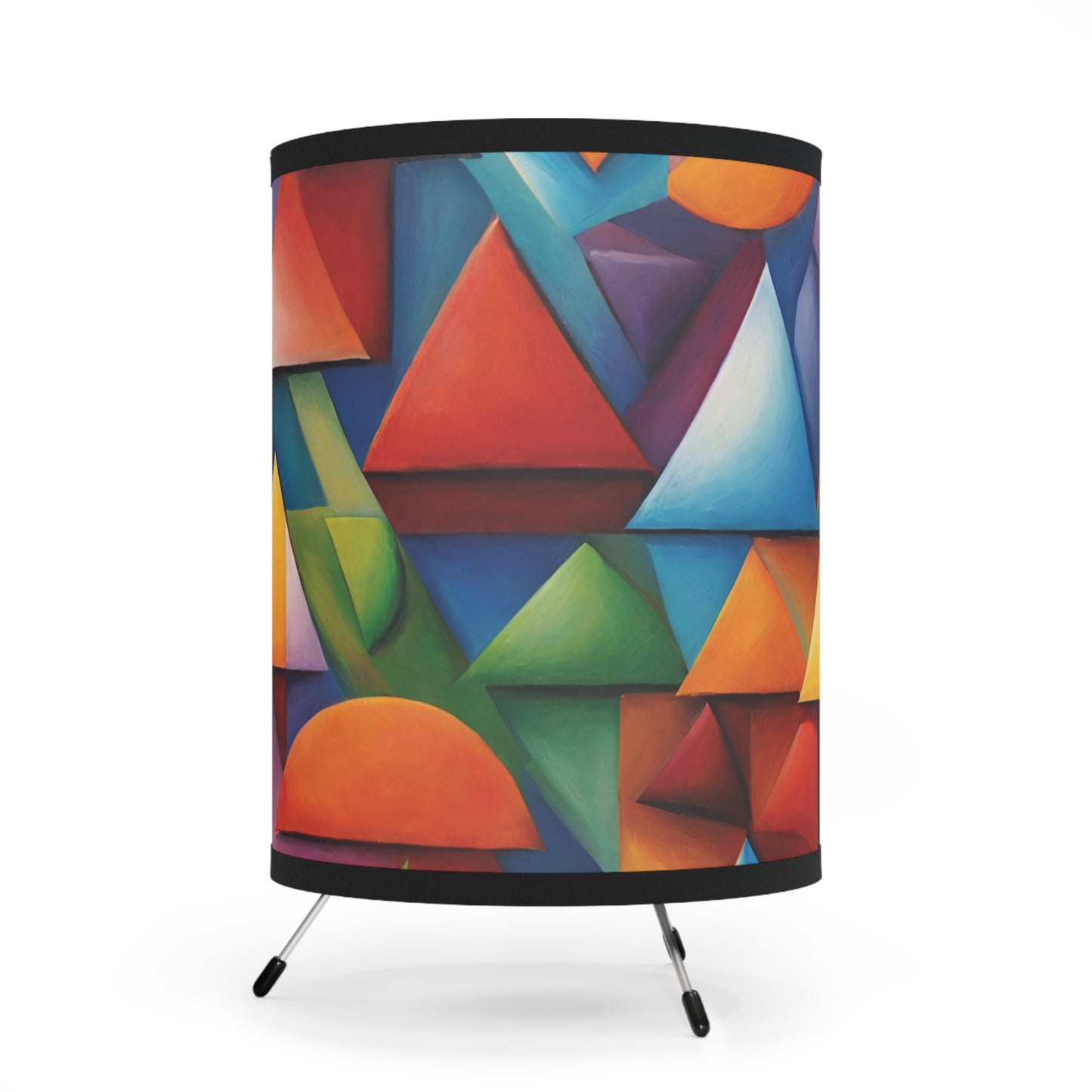 Abstract Triangles Art Tripod Table Lamp USCA Plug Home Decor