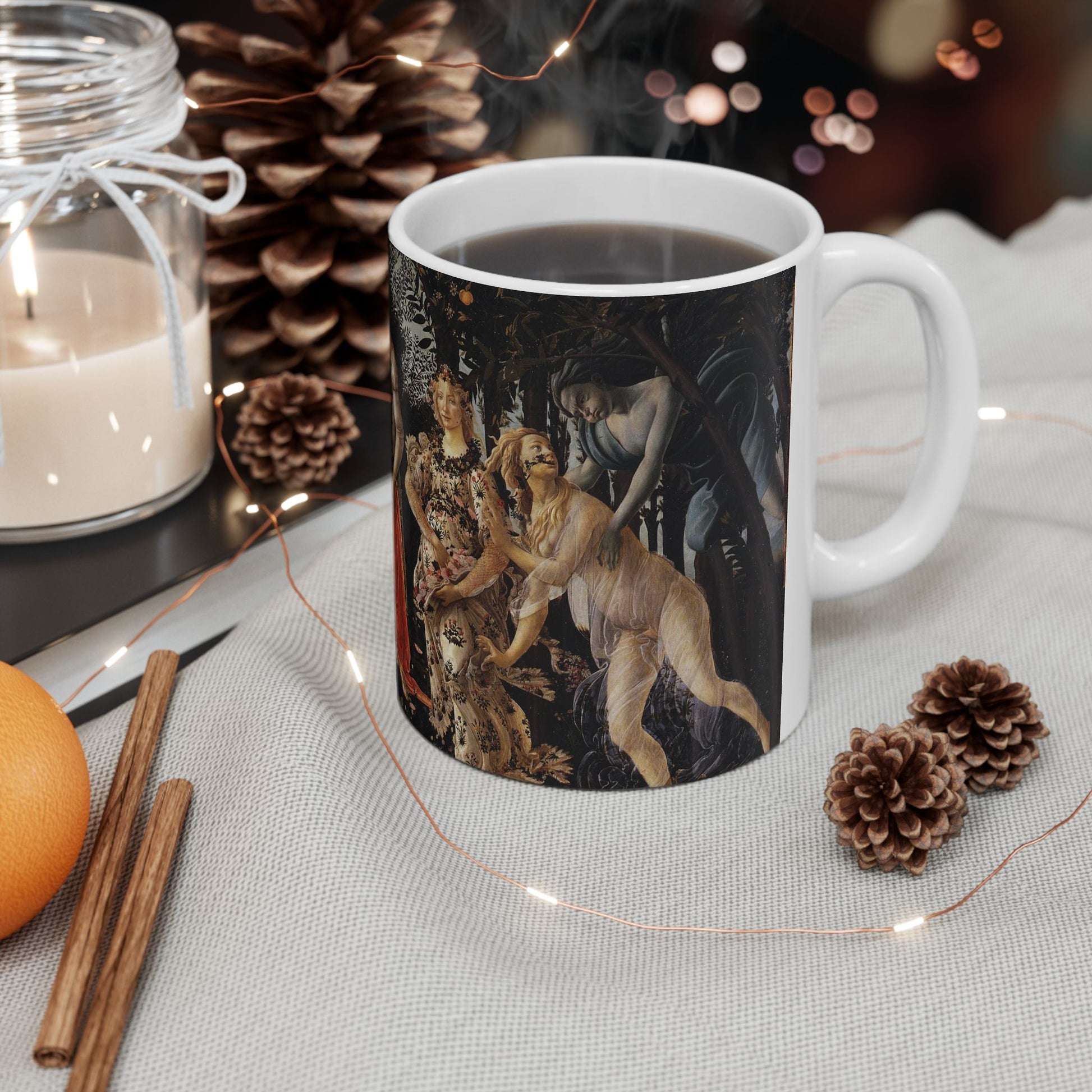 Primavera Three Graces Botticelli Art Ceramic Coffee Mug 11oz 11oz Coffee Mugs Home & Living Kitchen mug Mugs Sublimation White base Mug