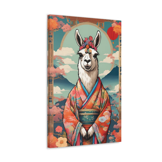 Llama In Japan Kitsch Art 20x30 Inch Canvas Wall Gallery Wrap Canvas