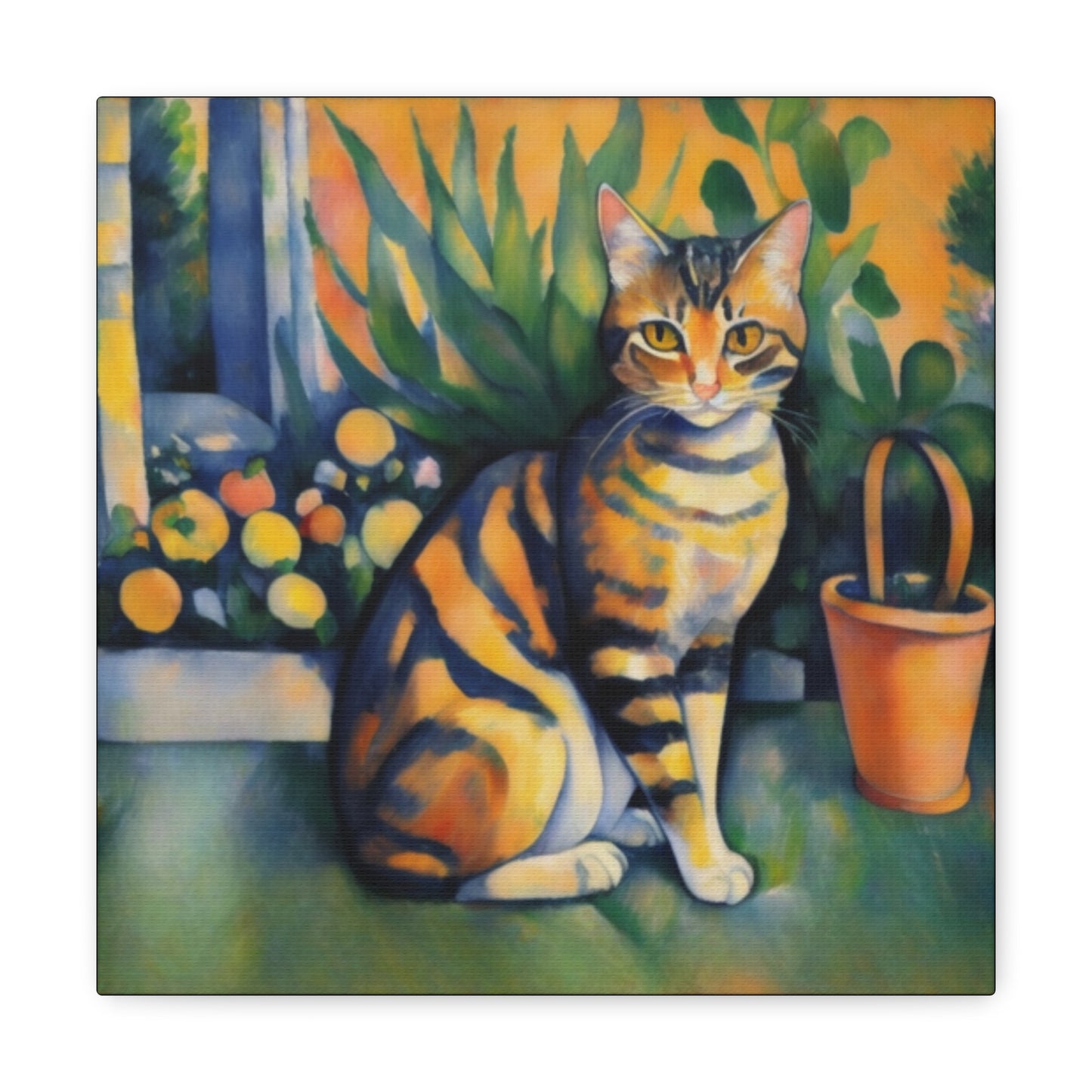 Tabby Cat Art Print Canvas Gallery Wrap 12x12 Inch