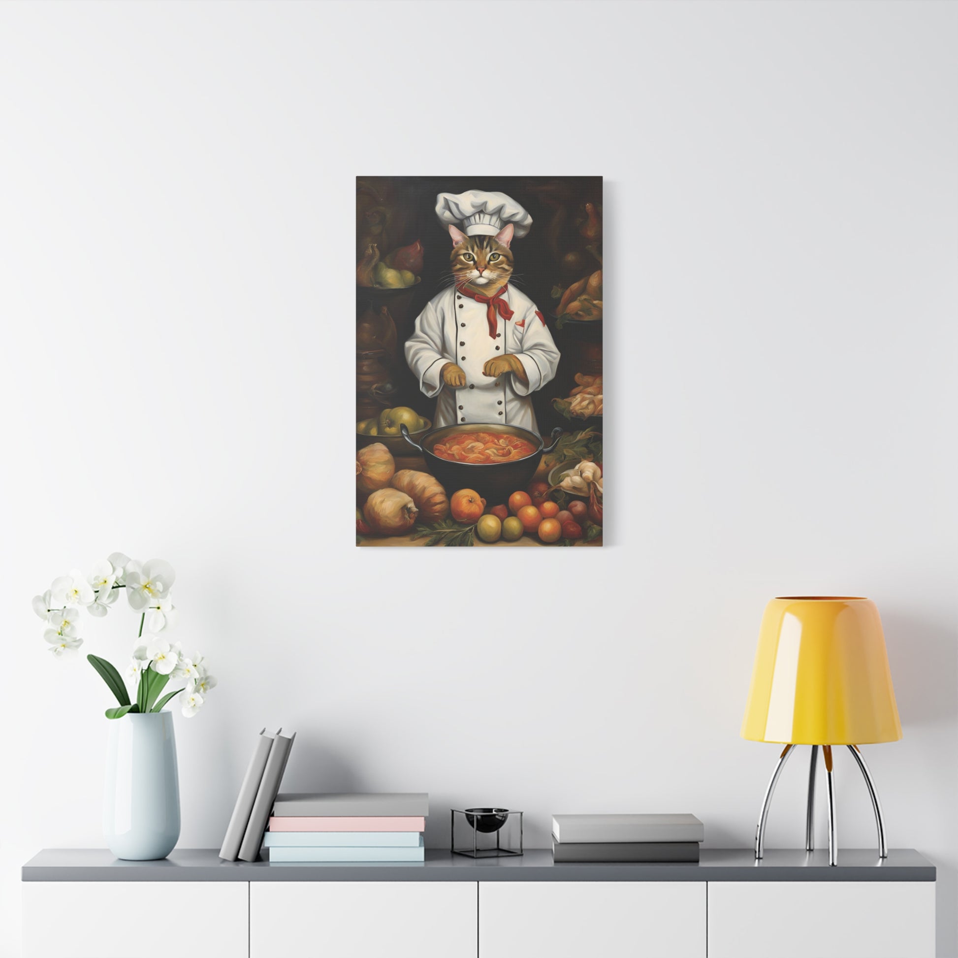 Cat Chef Art Canvas Print Wall Decor 20x30 Inch Ready To Hang Canvas