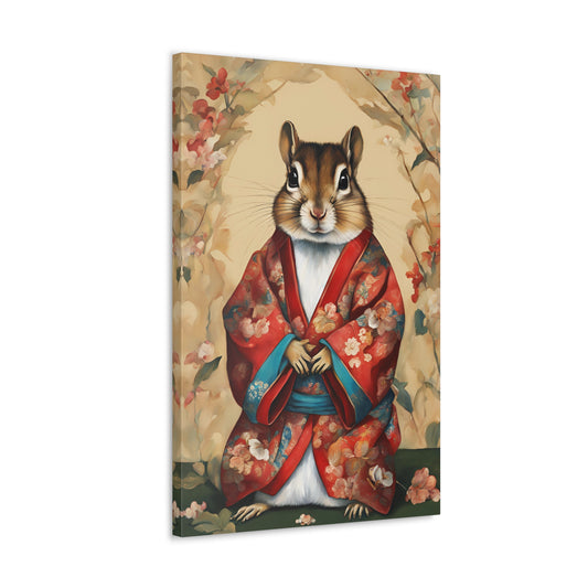 Chipmunk In Japan Art 20x30 Inch Canvas Wall Gallery Wrap Canvas