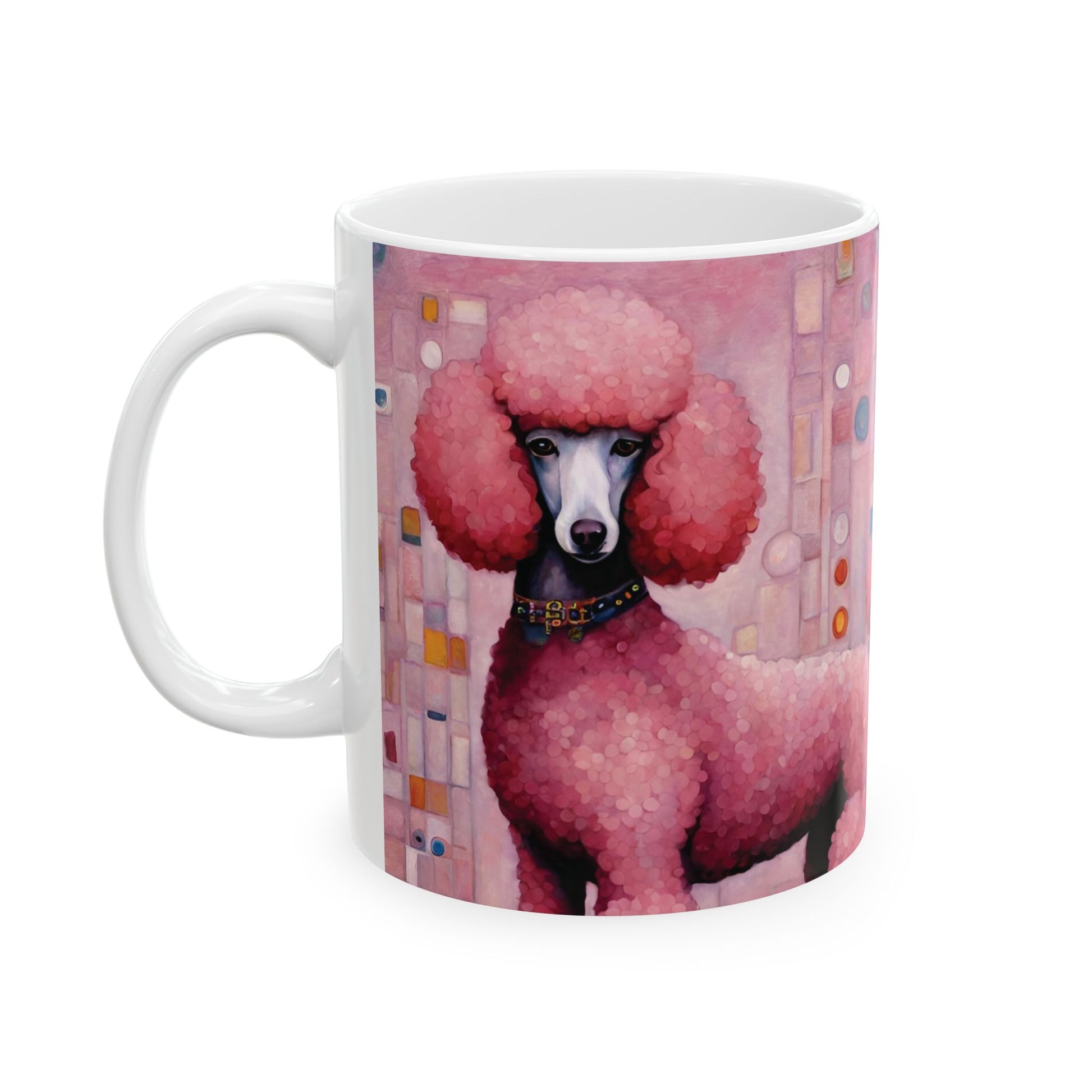 Pink Poodle Art Coffee Mug Ceramic 11oz 11oz Coffee Cup Coffee Mugs Home & Living Kitchen Mug Mugs Pink Pink Mug Pink Poodle Poodle Coffee Mug Poodle Mug Mug