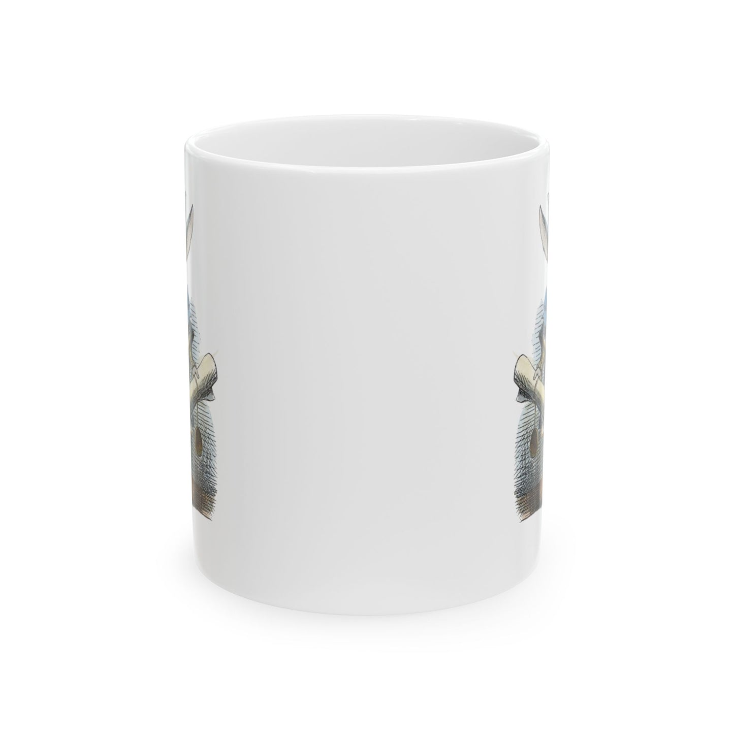 White Rabbit Herald Coffee Mug 11oz Art Ceramic Cup Mug