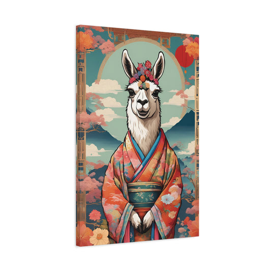 Llama In Kimono Art Canvas Print Wall Decor 20x30 Inch Ready To Hang Canvas 20″ x 30″ (Vertical) 1.25"