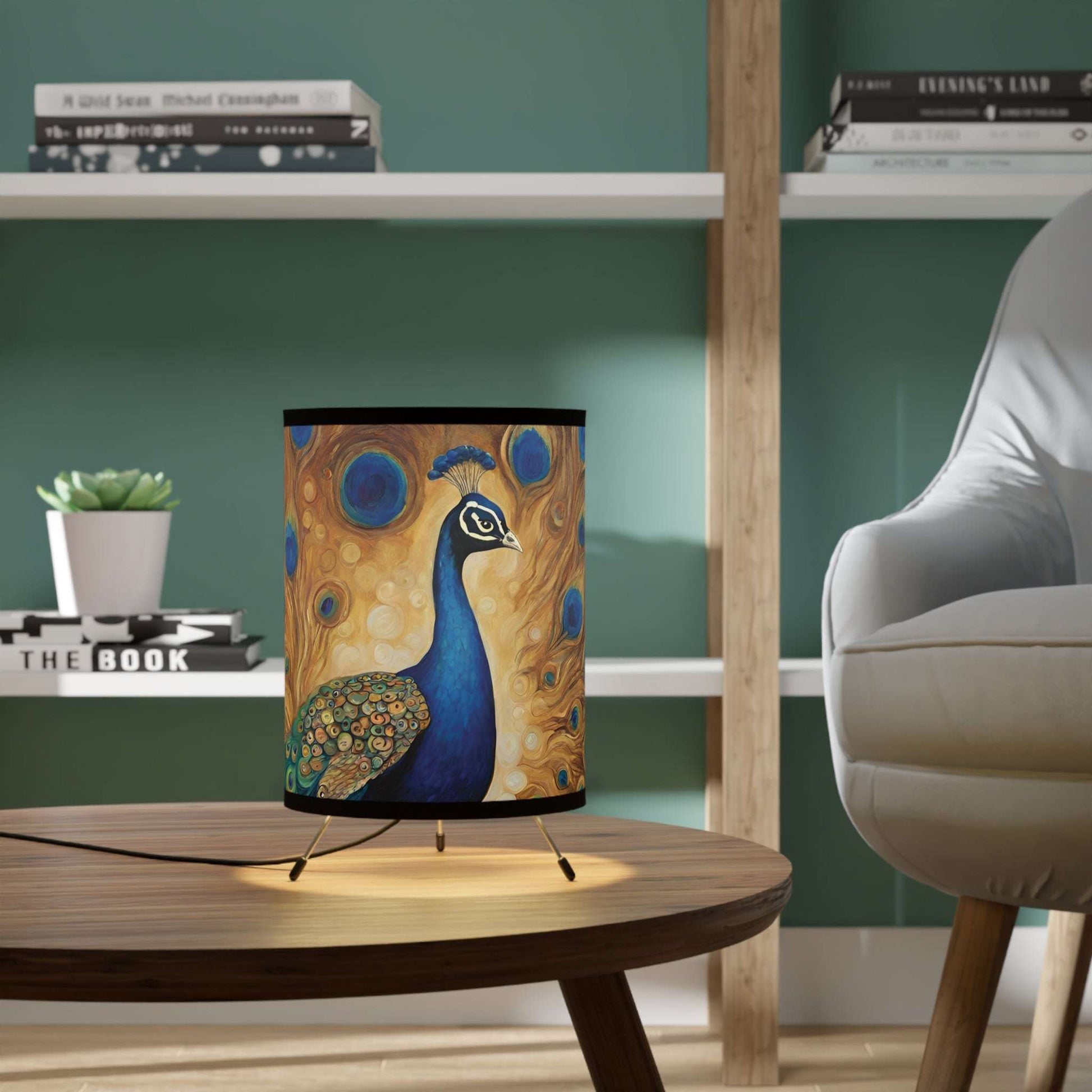 Peacock Tripod Table Lamp USCA Plug Home Decor