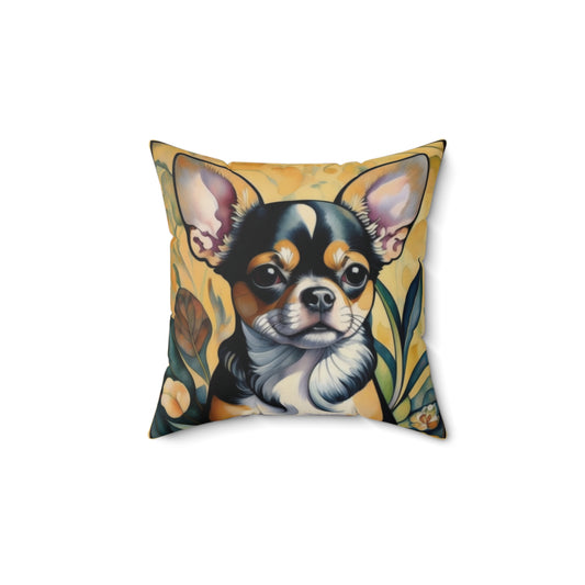 Chihuahua Dog Art Faux Suede Square Throw Pillow for Couch Sofa Bed