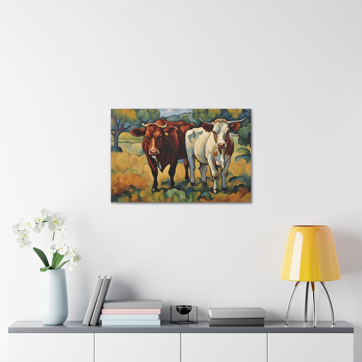 Farm Cattle Cows Canvas Gallery Wrap 30x20 Inch Wall Art Canvas