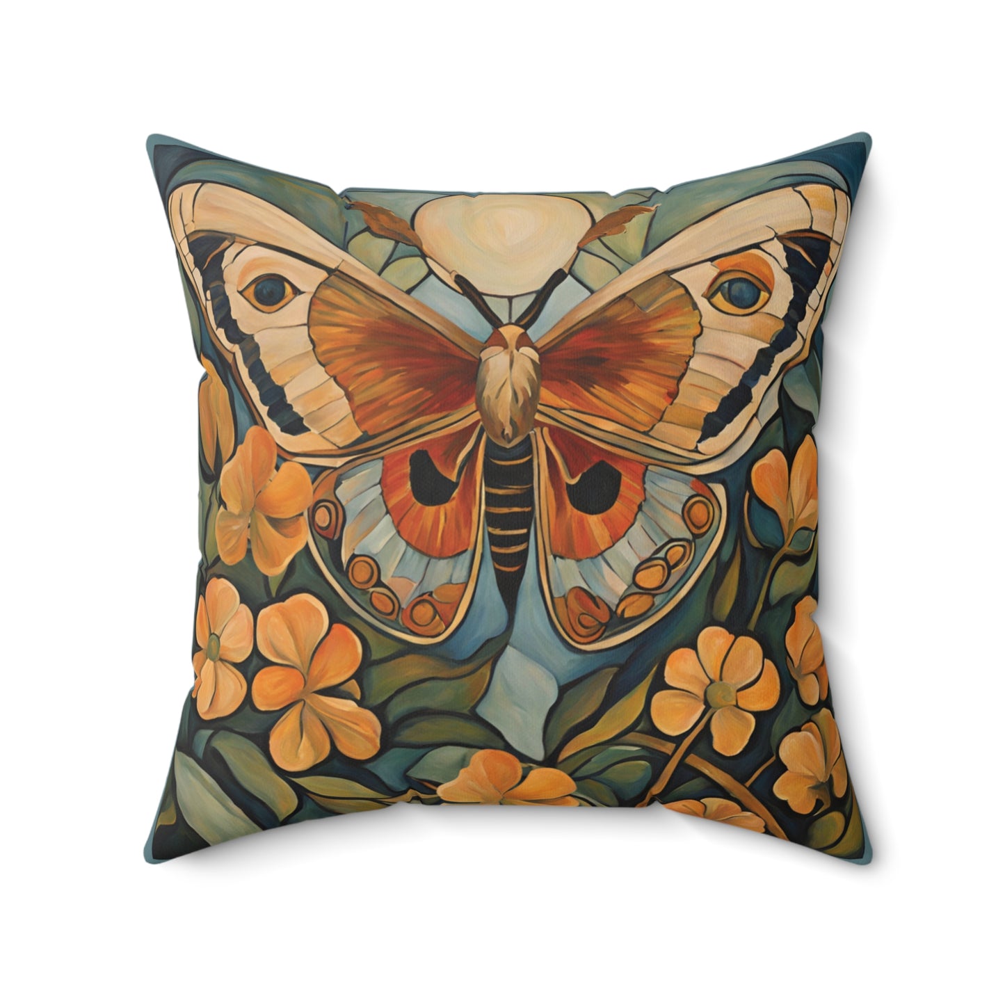 Moth Art Faux Suede Square Throw Pillow for Couch Sofa Bed
