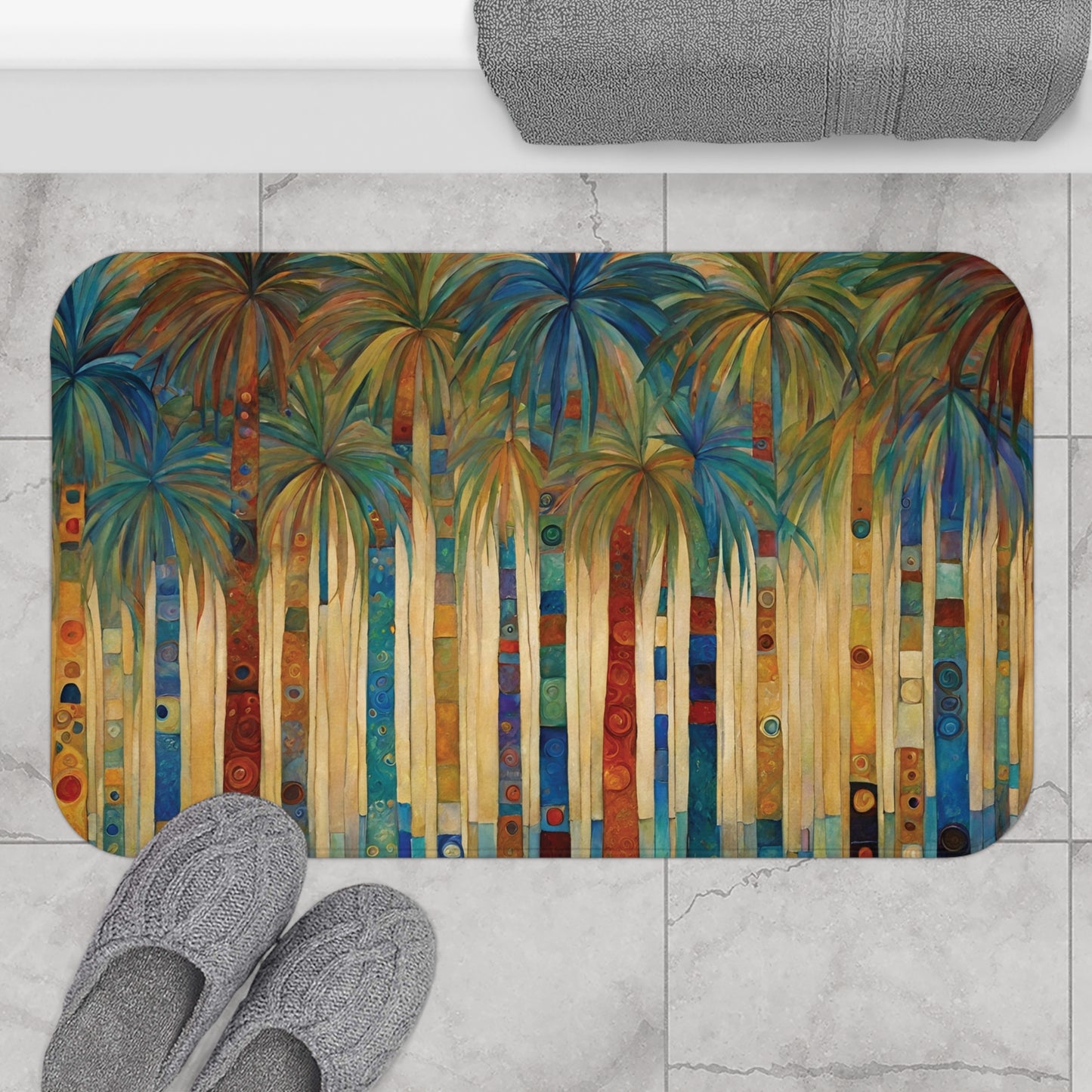 Modern Palm Trees Bathroom Bath Mat 34"×21" Home Decor 34" × 21"