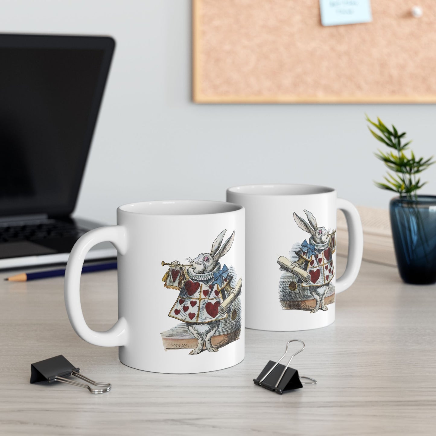 White Rabbit Herald Coffee Mug 11oz Art Ceramic Cup Mug