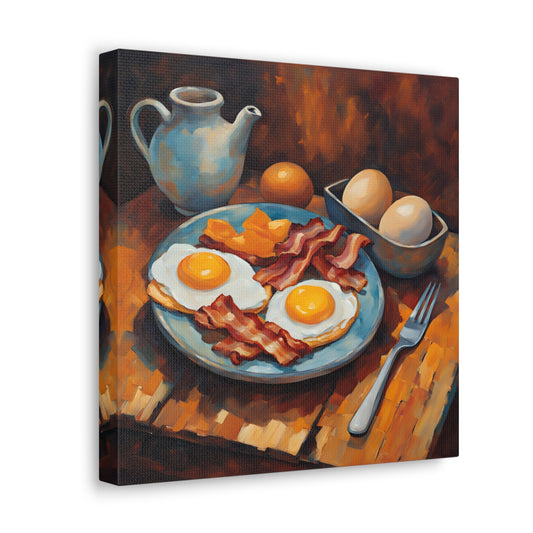 Eggs and Bacon Breakfast 12x12 inch Canvas Print Kitchen Wall Art 12x12 Art & Wall Decor Canvas Fall Picks Hanging Hardware Home & Living Indoor Top Spring Products Valentine's Day promotion Canvas