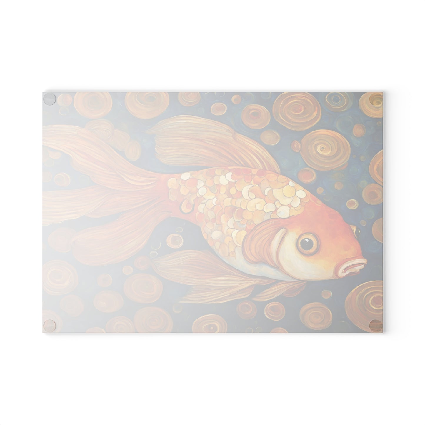 Goldfish Glass Kitchen Cutting Board Art Nouveau Style 8x11 Inches Housewarming Wedding Gift Home Decor