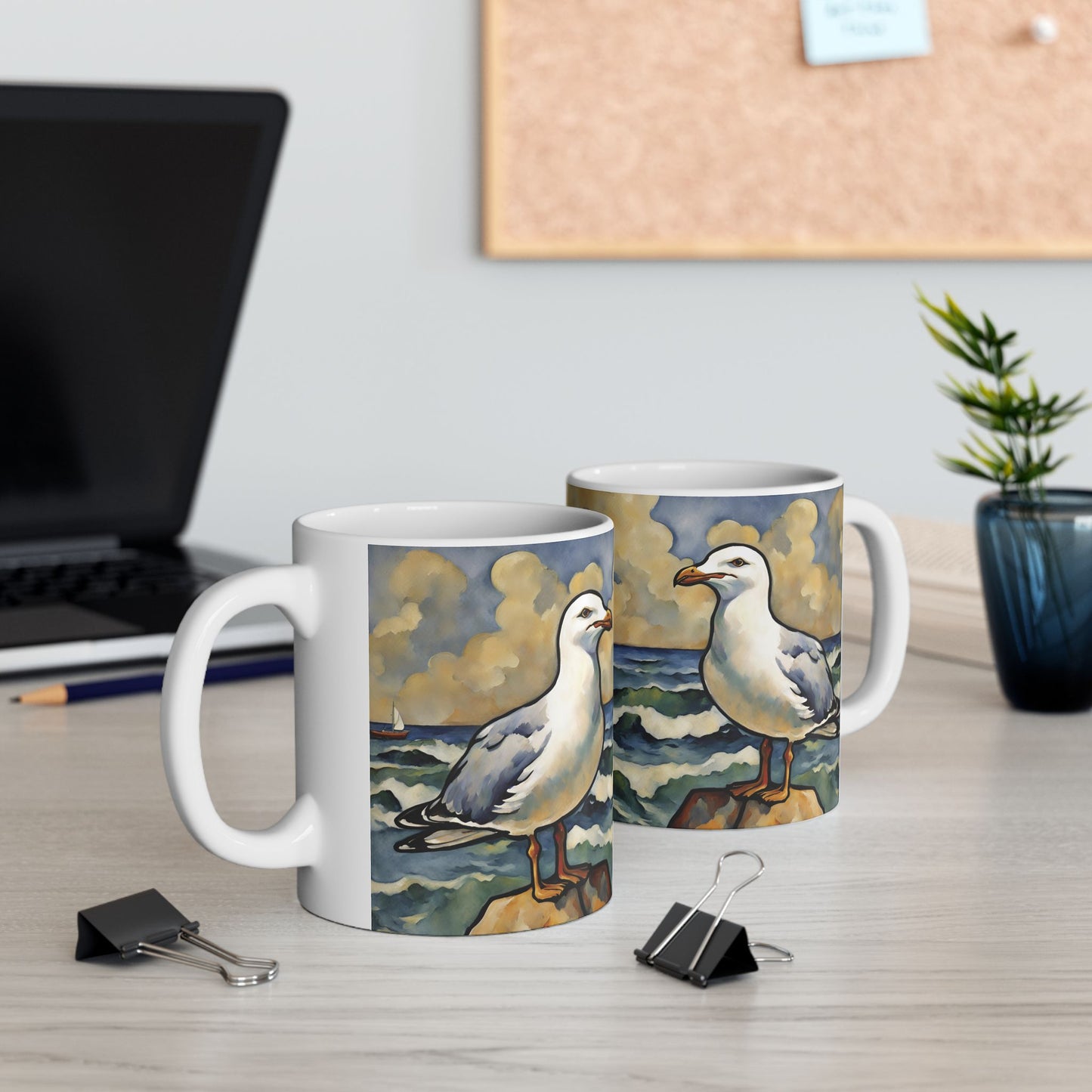 Seagull Coffee Mug 11oz Nautical Art Ceramic Cup Mug