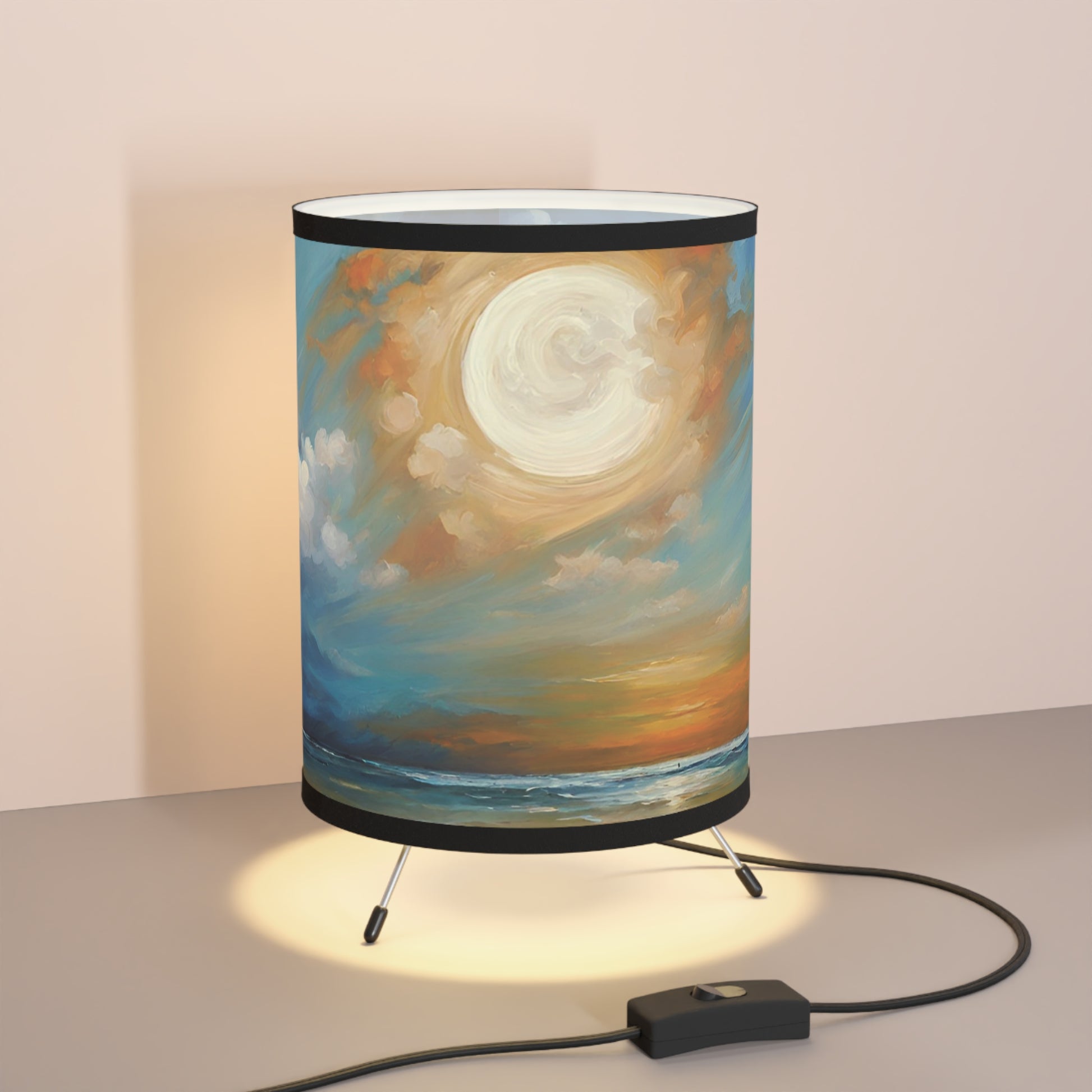 Beach Sunset Modern Art Tripod Table Lamp USCA Plug Home Decor