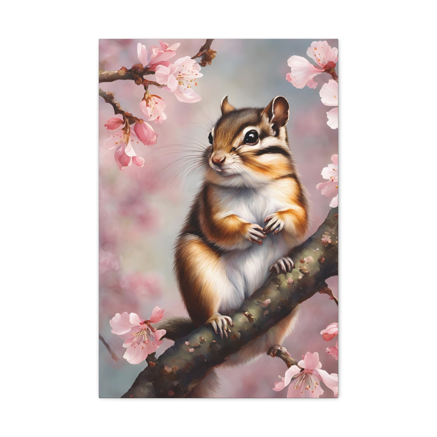 Chipmunk Cherry Blossoms Art 20x30 Inch Canvas Wall Gallery Wrap Canvas